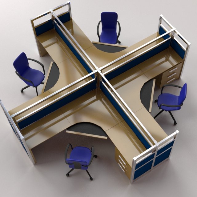 office cubicle 3D Model .c4d .max .obj .3ds .fbx .stl .blend 