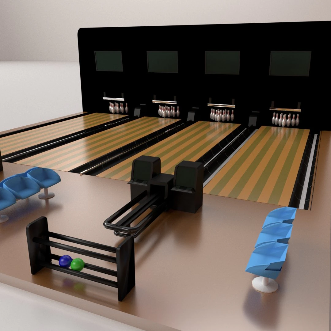 bowling lane 3D Model .c4d .max .obj .3ds .fbx .stl .blend 