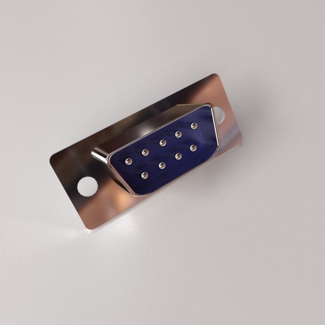 d-sub connector 9 pin 3D Model .c4d .max .obj .3ds .fbx .stl .blend 