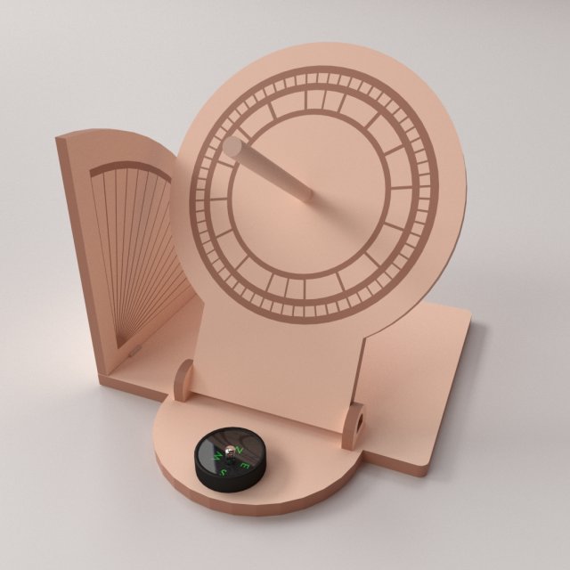 wooden sundial 3D 模型 .c4d .max .obj .3ds .fbx .stl .blend 