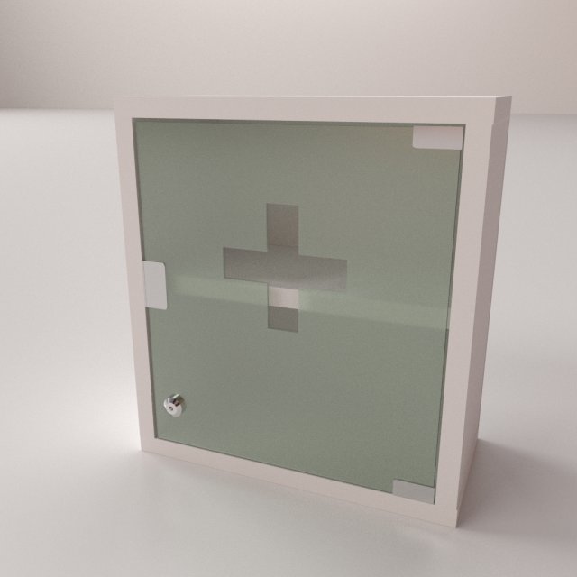 First Aid Glass Cabinet 3D मॉडल .c4d .max .obj .3ds .fbx .stl .blend 