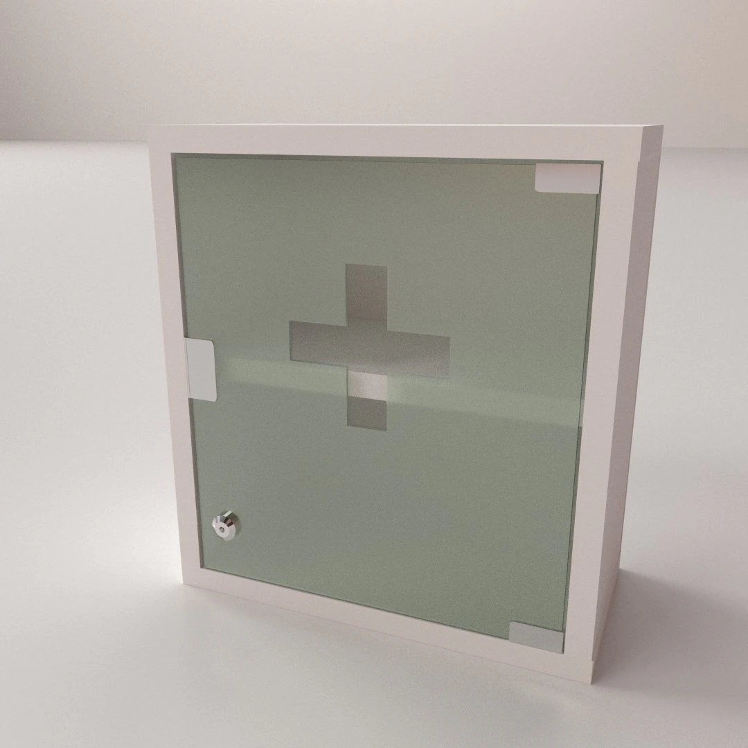 First Aid Glass Cabinet 3D Model .c4d .max .obj .3ds .fbx .stl .blend 