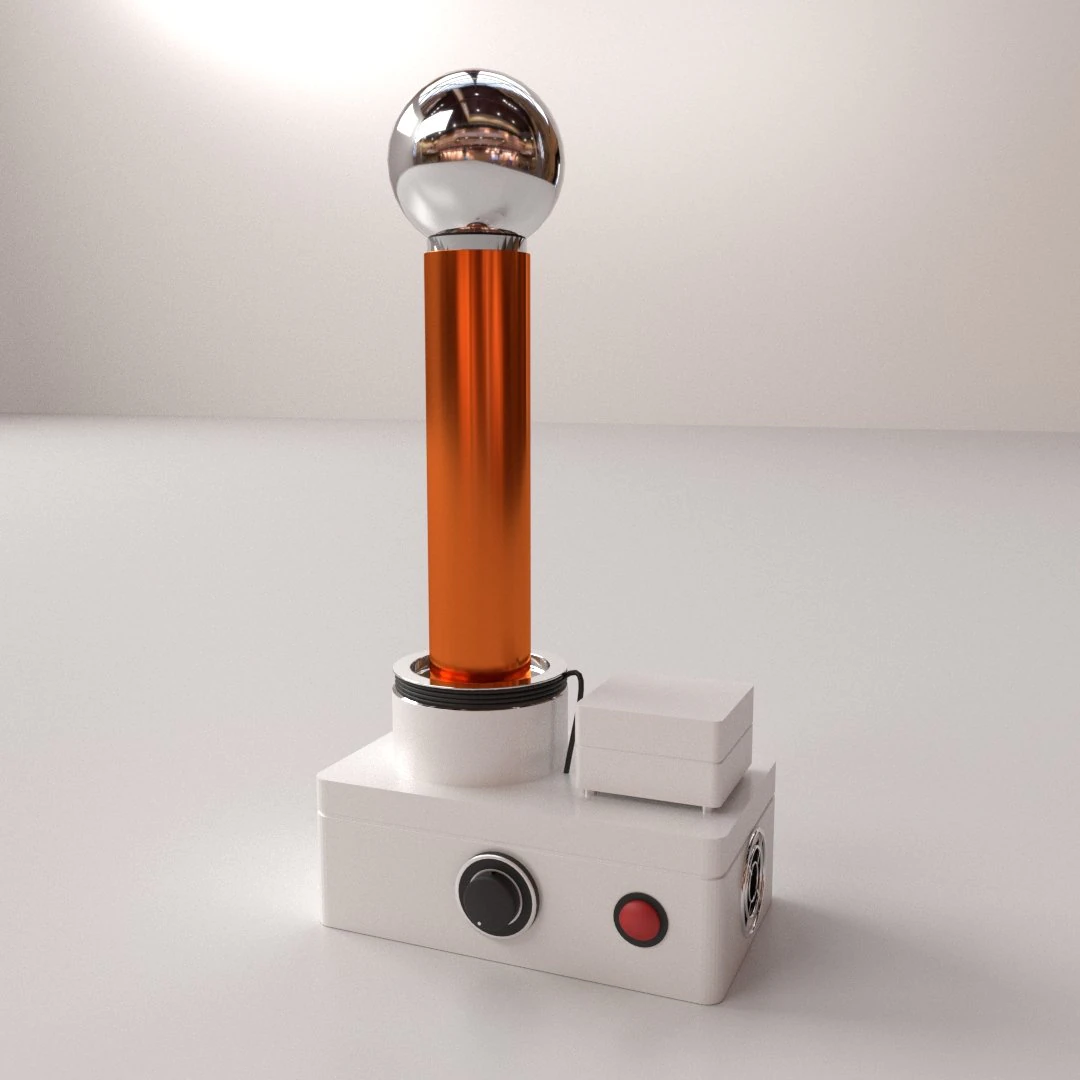 Tesla Coil 3D Model .c4d .max .obj .3ds .fbx .stl .blend