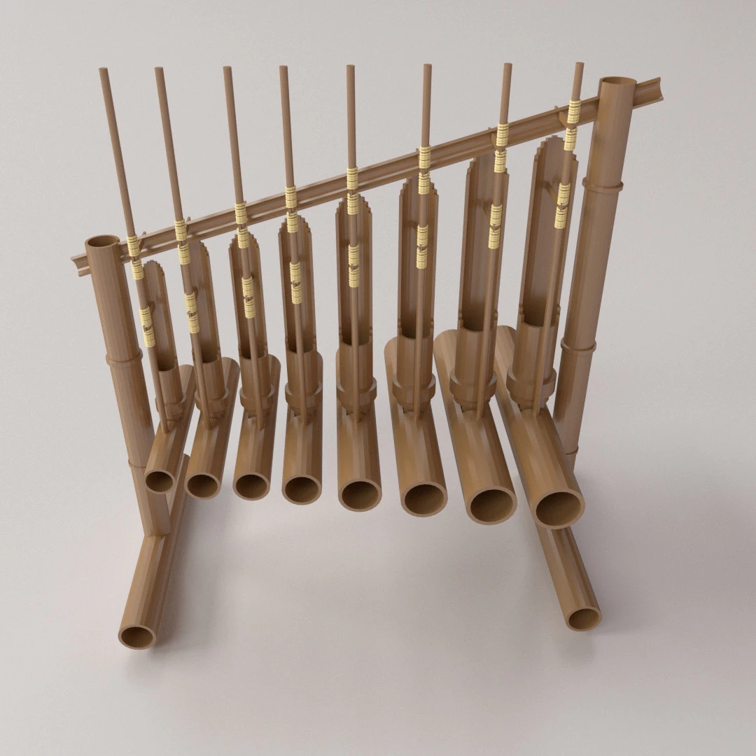 Angklung Musical Instrument 3D Model .c4d .max .obj .3ds .fbx .stl .blend 