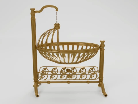 Golden Baby Cradle 3D Модель