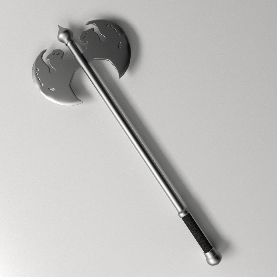 double dragon battle axe 3D Model .c4d .max .obj .3ds .fbx .stl .blend 