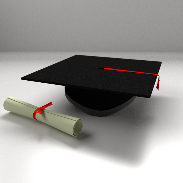 mortarboard and scrolls 3D Model .c4d .max .obj .3ds .fbx .stl .blend 