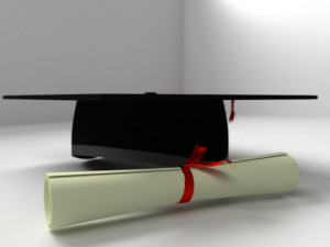 mortarboard and scrolls 3D Model