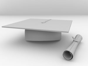mortarboard and scrolls 3D Model