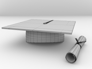mortarboard and scrolls 3D Model