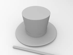 magician hat and wand Modelo 3D