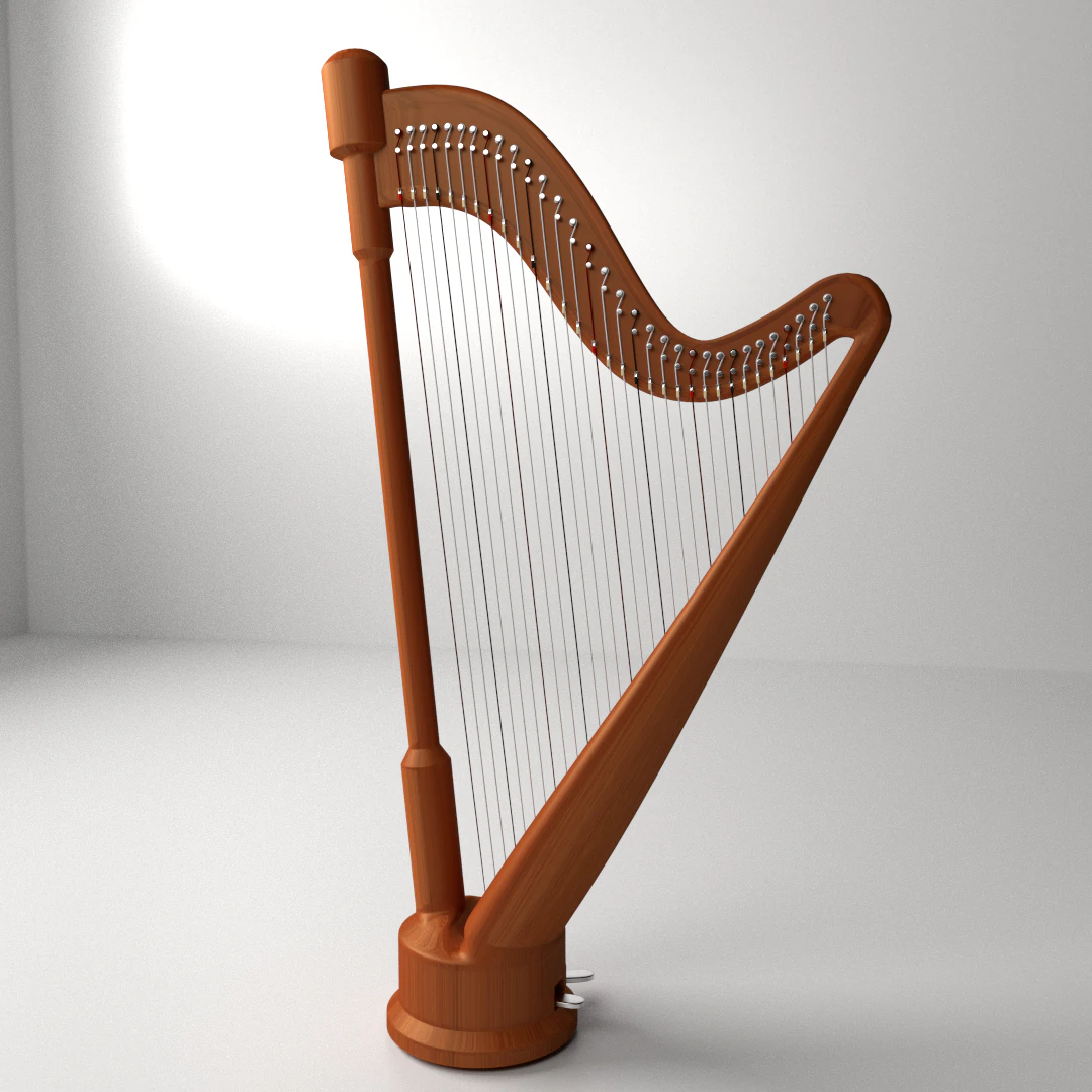 harp 3D Model .c4d .max .obj .3ds .fbx .stl .blend 