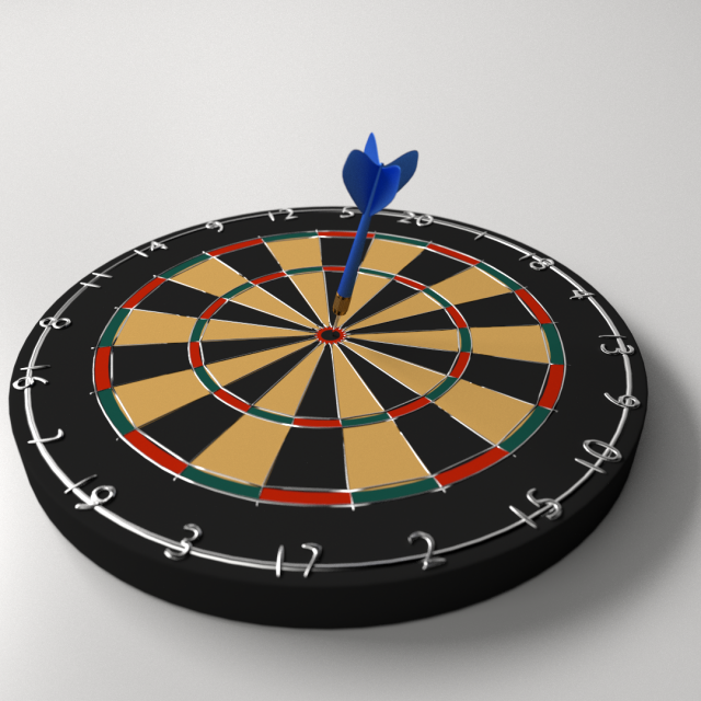 dartboard and dart 3D 模型 .c4d .max .obj .3ds .fbx .stl .blend 