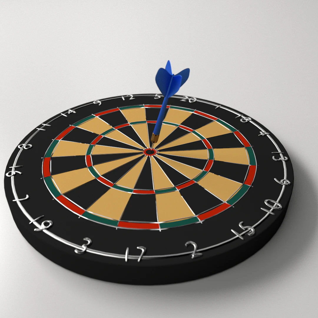dartboard and dart 3D Model .c4d .max .obj .3ds .fbx .stl .blend