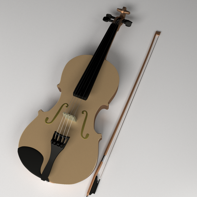 violin and bow 3D Model .c4d .max .obj .3ds .fbx .stl .blend 