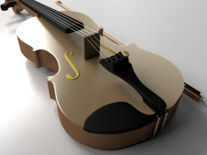 violin and bow 3D Model
