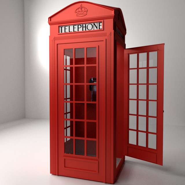 red phone booth 3D 모델 .c4d .max .obj .3ds .fbx .stl .blend 