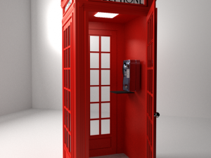 red phone booth 3D 모델