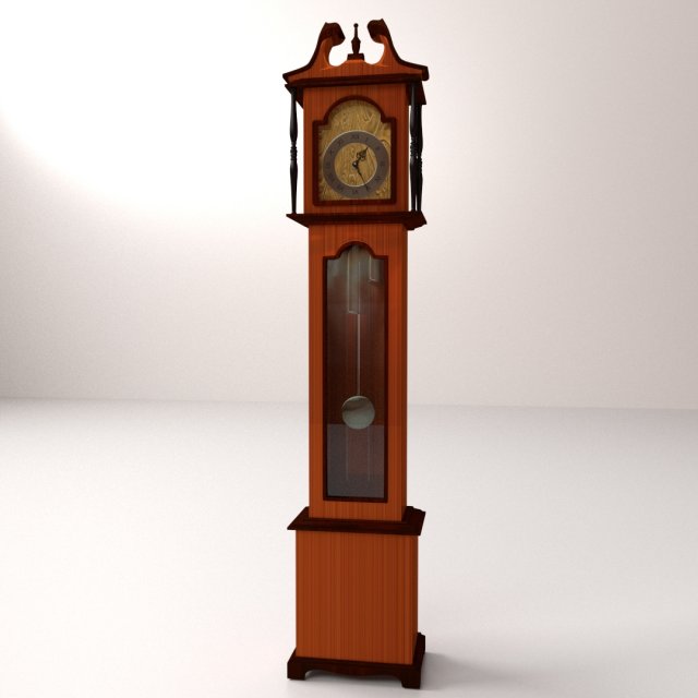 grandfather clock 3D Model .c4d .max .obj .3ds .fbx .stl .blend 
