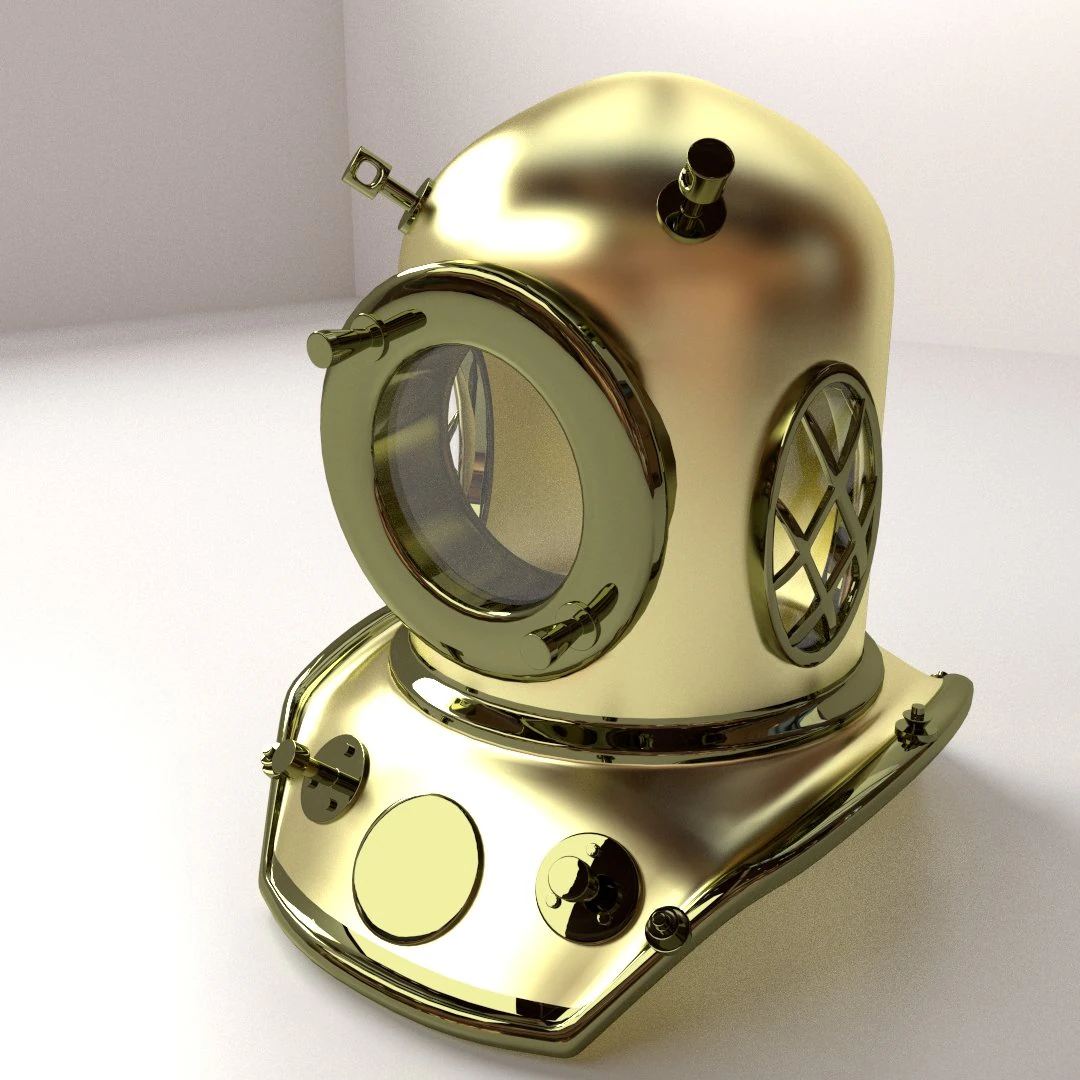 diving helmet 3D Model .c4d .max .obj .3ds .fbx .stl .blend 