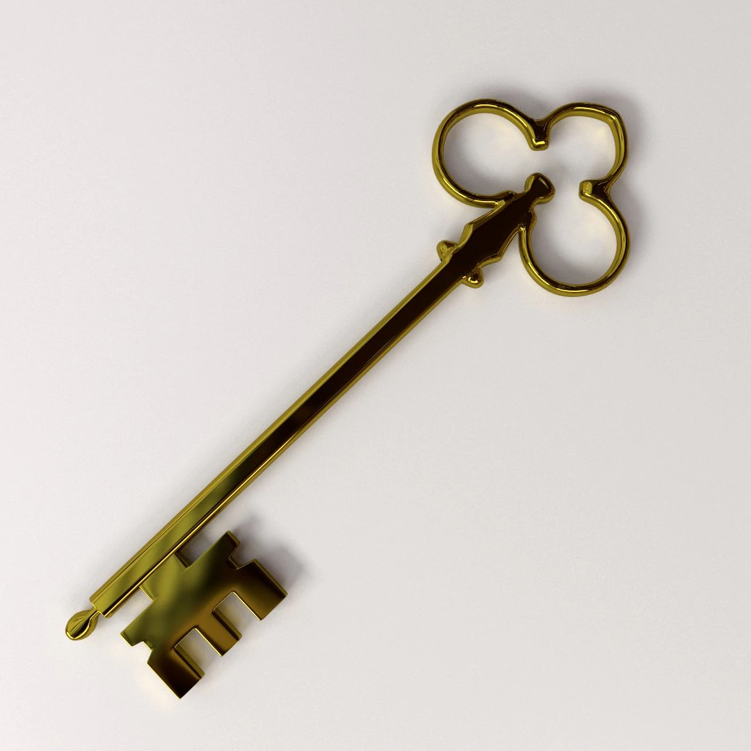 golden key 3D Model .c4d .max .obj .3ds .fbx .stl .blend 