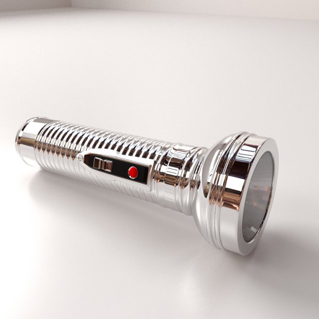 chrome flashlight 3D Модель .c4d .max .obj .3ds .fbx .stl .blend 