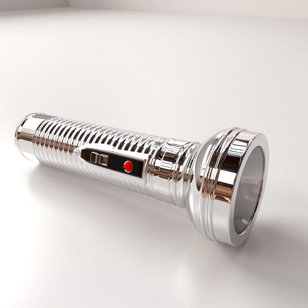 chrome flashlight 3D Model .c4d .max .obj .3ds .fbx .stl .blend