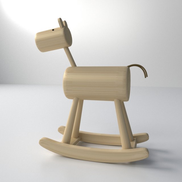 wood rocking horse 3D Модель .c4d .max .obj .3ds .fbx .stl .blend 
