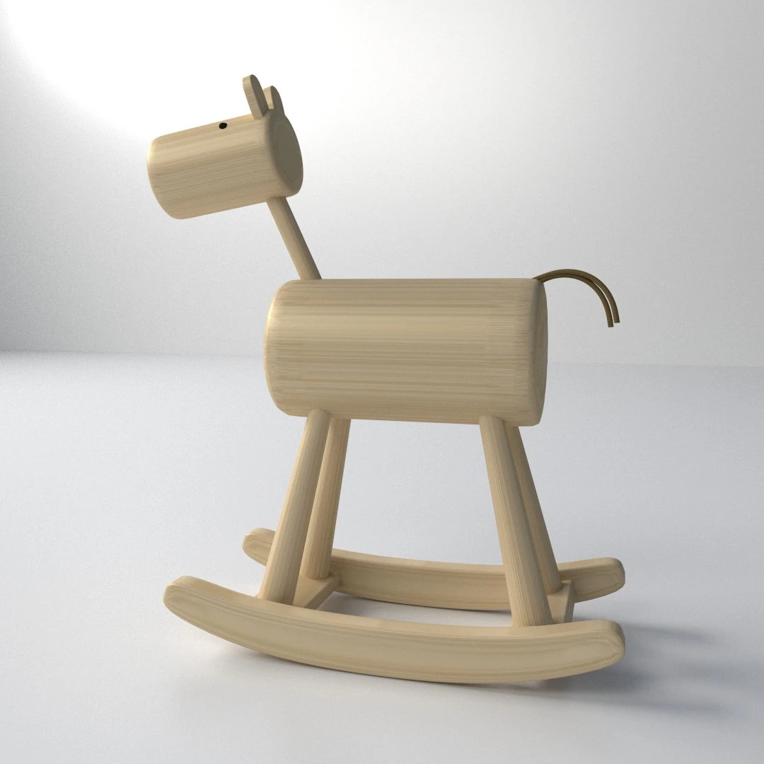 wood rocking horse 3D Model .c4d .max .obj .3ds .fbx .stl .blend