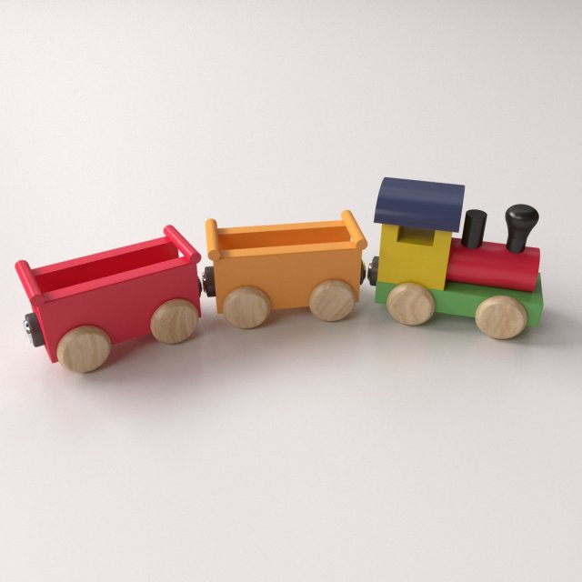 wooden toy train 3D 모델 .c4d .max .obj .3ds .fbx .stl .blend 