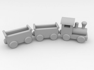 wooden toy train 3D 모델