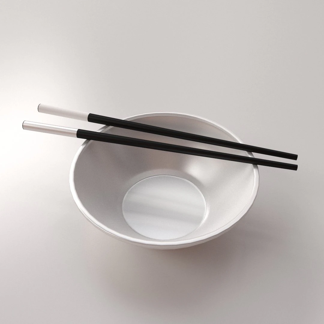 chopsticks and bowl 3D Model .c4d .max .obj .3ds .fbx .stl .blend 