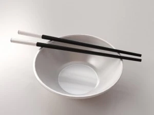 yemek &ccedil;ubukları ve kase 3D Model