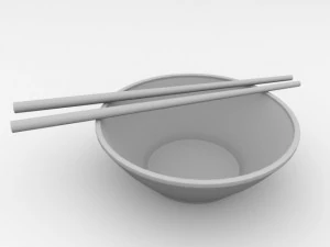 chopsticks and bowl 3D Model