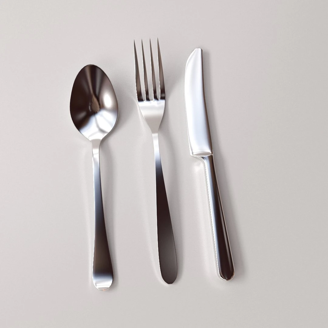 cutlery set 3D Model .c4d .max .obj .3ds .fbx .stl .blend 