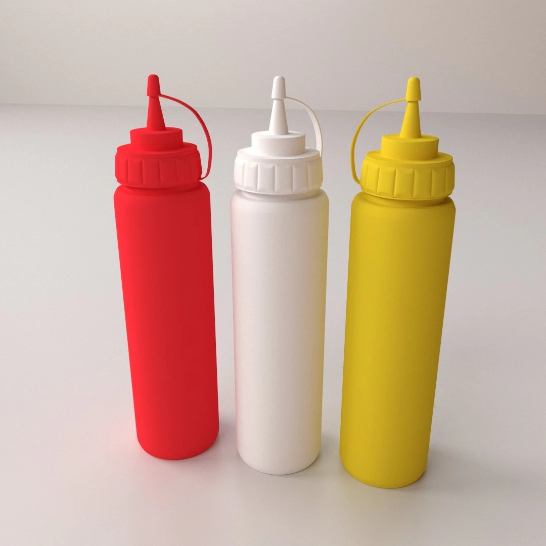 sauce bottles 3D Model .c4d .max .obj .3ds .fbx .stl .blend 