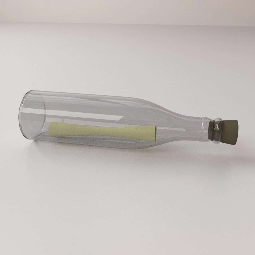 letter in bottle 3D Model .c4d .max .obj .3ds .fbx .stl .blend 