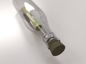 letter in bottle 3D Modell