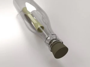letter in bottle 3D Model