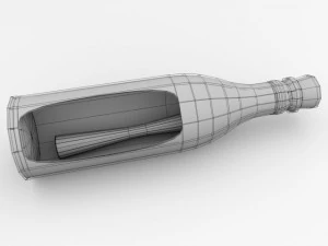 letter in bottle 3D Model