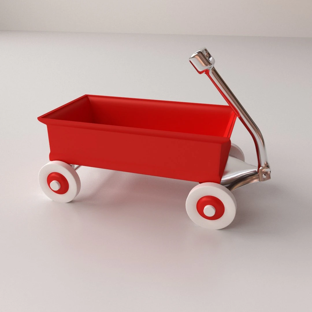 red wagon 3D Model .c4d .max .obj .3ds .fbx .stl .blend 