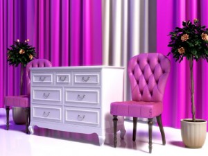 classic velvet chair and candice dresser 3D Model