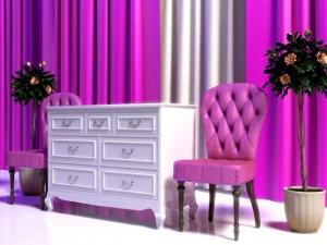 classic velvet chair and candice dresser 3D Model