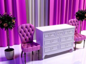 classic velvet chair and candice dresser 3D Model