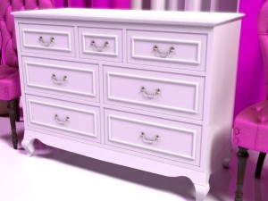 classic velvet chair and candice dresser 3D Model