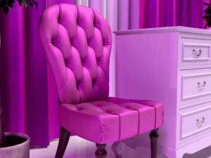 classic velvet chair and candice dresser 3D Model