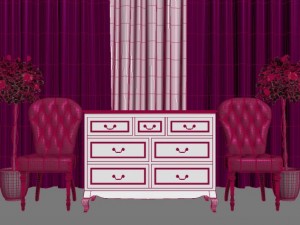 classic velvet chair and candice dresser 3D Model