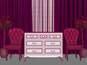 classic velvet chair and candice dresser 3D Model