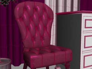 classic velvet chair and candice dresser 3D Model
