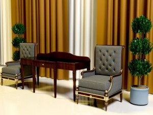 helen arm chair and writing desk Model 3D